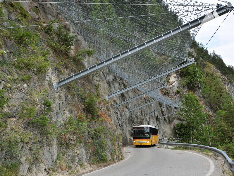 Protección contra caídas de rocas - Ruta desde Vercorin, Valais 2018